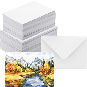Blank Note Cards and Envelopes 5x7" NOT FOLDED, Heavyweight White Cardstock with Envelopes for Invitations Card Making Supplies and Office Stationery Cards with Envelope (Pack of 50)