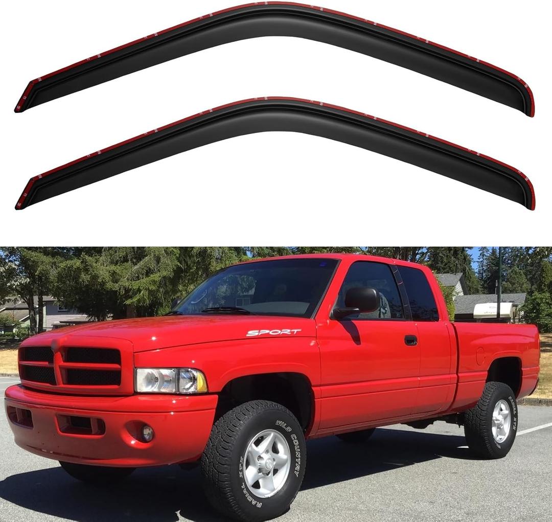in-Channel Window Visors Rain Guards for 1994-2001 Dodge Ram 1500, Window Wind Deflectors Vent Shades for 94-02 Ram 2500 3500