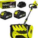 Litekon 40V Brushless Cordless Snow Shovel, 13-Inch Electric Snow Blower with 2X 4.0Ah Batteries & Charger, Battery-Powered Snow Removal with 16.5FT Throw Distance for Patio, Deck, Driveway,Green