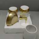 Elegant White with Gold Bathroom accesory Set 4pc,Toothbrush Holder soap Dispenser soap Dish Tumbler Cup for Bathroom Decor Morden Style (White 2)