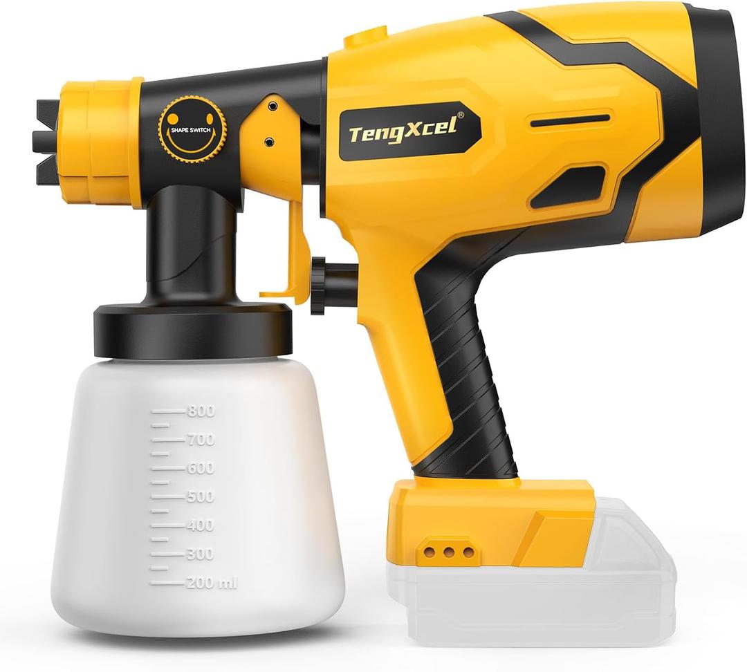 Cordless Paint Sprayer for Dewalt 20V Battery, 600W Brushless Paint Sprayer with 1000LM Container, Sprayer Gun for DIY, Furniture, House Painting, Home Interior and Exterior(No Battery Included)