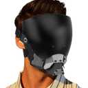 Punk Mask Helmet for Adult,Techwear Futuristic Masks, Halloween Holiday Party Cosplay Costume Props,Black, Anti-fog Lens