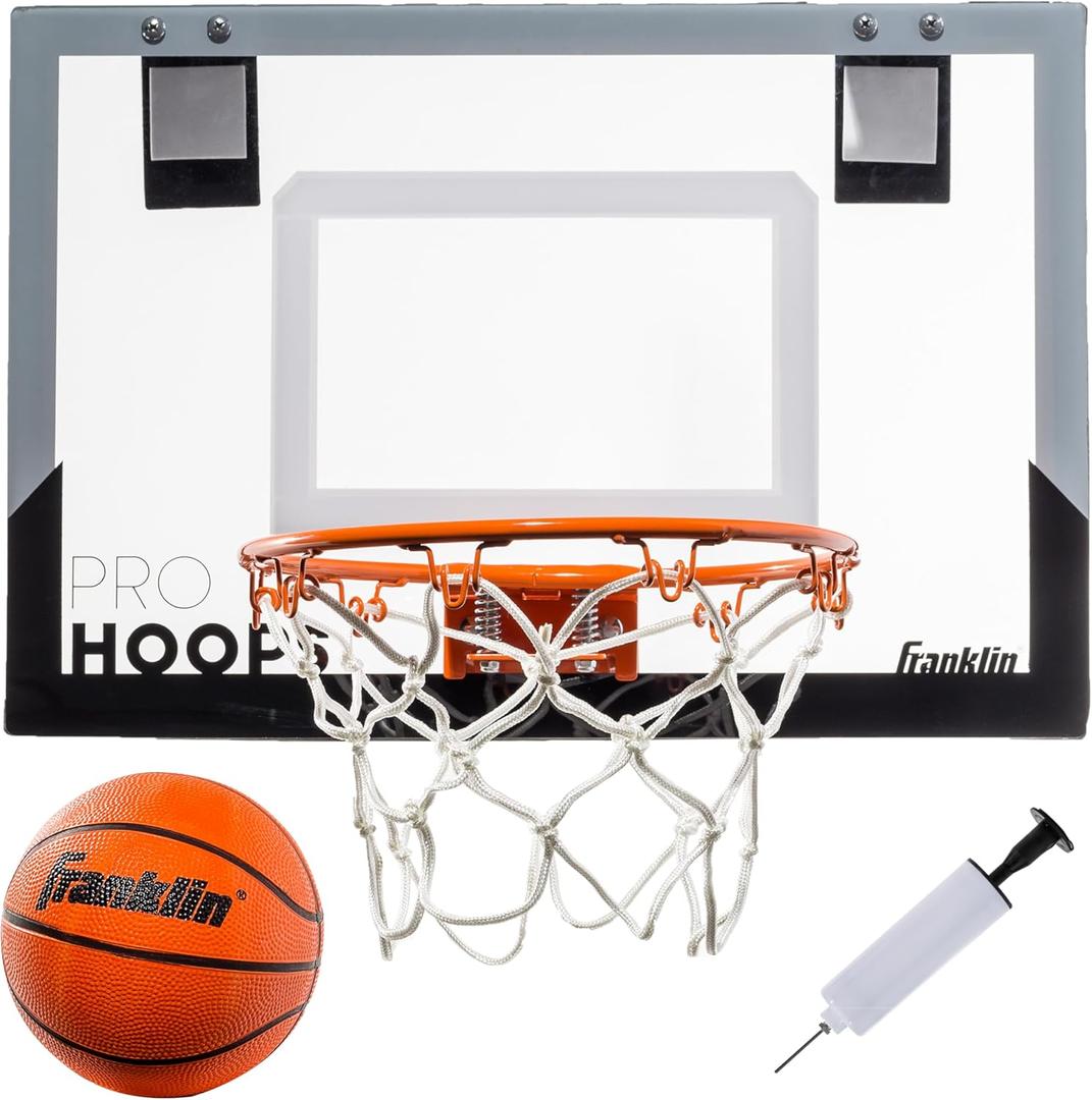 Franklin Sports Mini Basketball Hoops-Indoor Over The Door Mini Hoop+Basketball Sets-Perfect Accessory for Bedroom+Office (17.75" x 12" (Pack of 1))