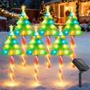 Christmas Solar Lights Outdoor Pathway: 6 Pack 25 inch Solar Christmas Decorations Outdoor, SolarPowered Xmas Tree Candy Cane Lights Outside for Yard Garden Walkway Driveway Christmas Decor