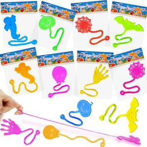 36pcs Halloween Party Favors Sticky Hands, Spider Web Skull Bat Stretchy Sticky Toys For Boys Girls, Birthday Party Supplies, Non Candy Halloween Treats Goodie Bag Stuffers