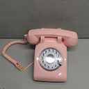 Retro Single Line Corded Desk Telephone Classic Vintage Rotary Dial Hands Free Landline Phone for Home/Office/Hotel, Antique Phones for Seniors Gift (Pink)