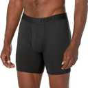 Terramar mens Performance Underwear Boxer Briefs 6 Inch Inseam With 4-way Stretch (3 Pack) (Black)