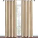 NICETOWN Bedroom Room Darkening Draperies - Home Fashion Thermal Insulated Solid Grommet Room Darkening Window Curtains for Hall Room (1 Pair, 55 inches Wide by 86 inches Long, Beige)
