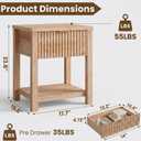 Fluted Night Stand with Golden Handle,Set of 2 Mid-Century Nightstands with Drawer, Bedside Table with Storage Shelf,Large Wood End Tables for Livingroom,Bed Side Tables for Bedroom, Natural Oak