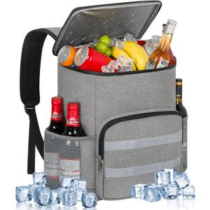 Backpack Cooler - 54 Cans Large Capacity Insulated Leak Proof Backpack for Men & Women, Cooler Bag Picnic Camping Beach Hiking Travel Lunch Backpack (Grey)