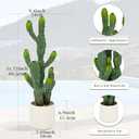 32 Artificial Cactus Plants, Tall Artificial Plants Outdoor, Tall Fake Cacti Plant UV-Resistant in White Pot, Faux Floor Plants for Indoor Home Office Hotel Bedroom Patio Balcony Garden