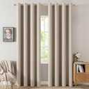 MIULEE Linen Textured Curtains Solid 100% Blackout for Bedroom Thermal Insulated Taupe Grommet Room Darkening Curtains & Drapes Luxury Decor for Living Room Nursery 52 x 72 Inch (2 Panels)