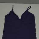 SUUKSESS Women Sexy Deep V Neck Sleeveless Fitted Basic Tops Y2K Going Out Crop Tank Top Camisole (Navy Blue,M)