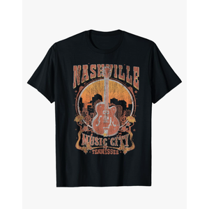 Nashville Tennessee Guitar Country Music City Guitarist Gift T-Shirt Size S