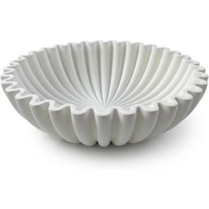 OAKOA Large Decorative Bowl - White Decorative Bowls for Home Decor - Organic Modern Home Decor Bowl - Concrete Ruffle Bowl Decor - Fluted Bowl - Scalloped Bowl