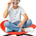 Autism Kids Swivel Chair, Sensory Spinning Chair for Kids, Toddler Spinner seat Carousel Spin Sensory Chair for Kids, Training Body Coordination,Metal Base Non Slip Safer (Red)