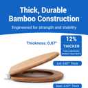 Bamboo Toilet Seat, Round, Soft Close, Magnetic Quick-Release for Easy Cleaning, Arch-Tite Never Loosens, Adjustable Fit