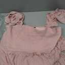 OUGES Womens 2026 Summer Maternity Photoshoot Dress Boho Maxi Smocked Baby Shower Dress Ruffle Sleeve Maternity Clothes (Pink, L)