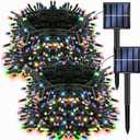 Dazzle Bright 2 Pack Total 400LED 132FT Multi-Colored Christmas Solar String Outdoor Lights, Solar Powered with 8 Modes Waterproof Fairy Lights for Bedroom Patio Garden Tree Party Yard Decoration