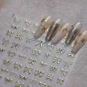 2 x Bow Nail Art Stickers 5D Gold Bow Nail Stickers Bow Nail Decals Self Adhesive Golden Nail Art Stickers Decals Gold Bow Nail Art Supplies for Women DIY Manicure Nail Art Decorations