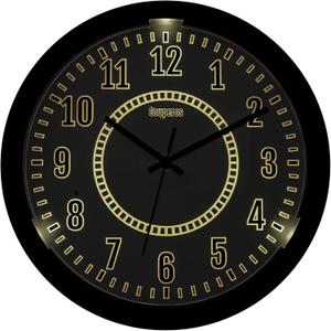Night Light LED Wall Clock Glow in The Dark 12.8 Inch Silent Lighted up Adjustable Brightness Battery Operated Wall Clock for Living Room Kitchen Kid's&Elderly Room(Date)