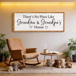 Grandma and Grandpa's House Wall Decor, 32x12 Inch, Natural