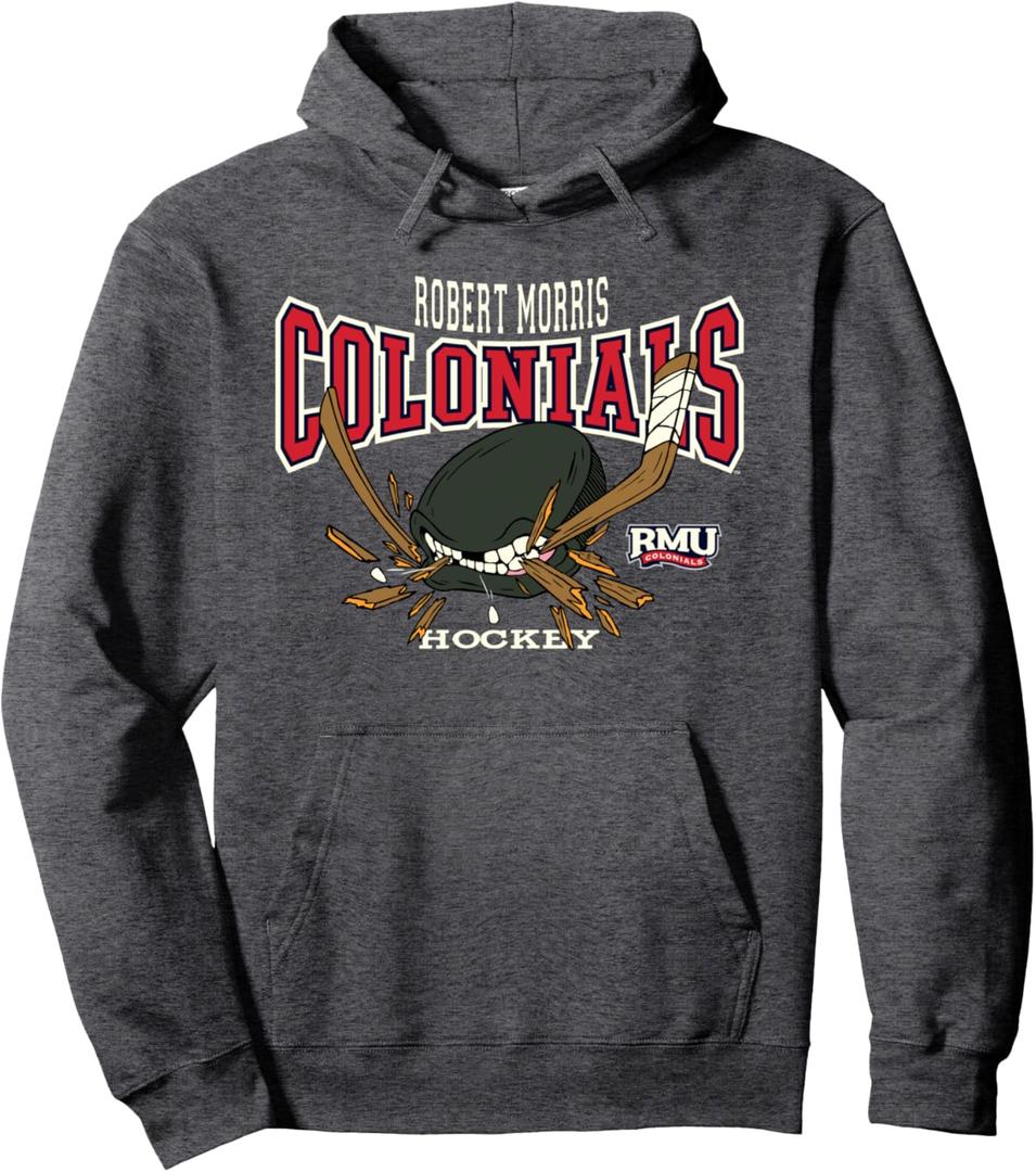 Robert Morris Colonials Hockey Bite Dark Gray Pullover Hoodie, 2xl