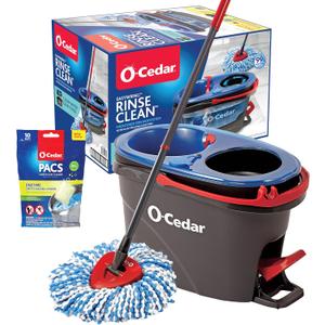 O-Cedar RinseClean Microfiber Spin Mop & Bucket Floor Cleaning System with Citrus Pac (Variety Pack)