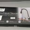 Black Waterfall Kitchen Sink Faucet with LED Temperature and Usage Time Display, Single Hole Kitchen Rain Faucet with Pull Down Sprayer, 3 Modes(Waterfall, Stream, Sweep) 360 Swivel -Matte Black