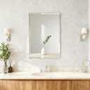 Frameless Bathroom Mirror for Wall, Rectangle Beveled Edge Mirror for Over Sink, Tempered Glass, Shatterproof, Hangs Horizontally or Vertically for Living Room, Entryway, Restroom, 24" x 16"