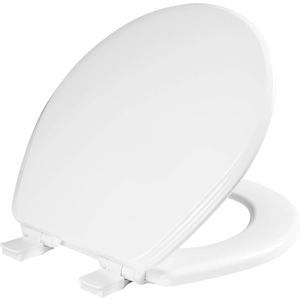 Bemis Ashland Modern Wood Toilet Seat with Decorative Edge, Slow Close, Secure Hinges, Made in USA, Round, White