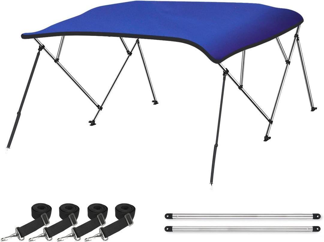 Naviskin Pacific Blue 3 Bow 6'L x 46" H x 73"-78" W Bimini Top Cover Includes Mounting Hardwares, Storage Boot with 1 Inch Aluminum Frame