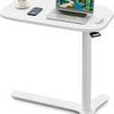 Muvai 30 Inch Large Overbed Table with Wheels Adjustable Height Ideal Bedside Table for Home Medical Use - Rolling Table for Hospital Versatile Bedside, Lap Desk, Laptop Stand,White