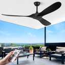 ABZ Ceiling Fans without Lights - 60 Inch Ceiling Fan no Light, Black 3 Blade Solid Wood Indoor Outdoor Ceiling Fan with Remote Control for Patios Living Room Bedroom