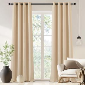 NICETOWN 90 inch Curtain Privacy for Doorway - Thermal Insulated Grommet Window Treatments Room Darkening Sound Reducing for Bedroom/Home Office (Biscotti Beige, 1 Panel, W46 x L90)