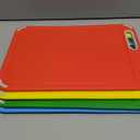 Plastic Cutting Board, Set of 4 with Storage Stand, Color Box Packed, BPA-Free, Preventing Cross-contamination of Different Food Types, Dishwasher Safe