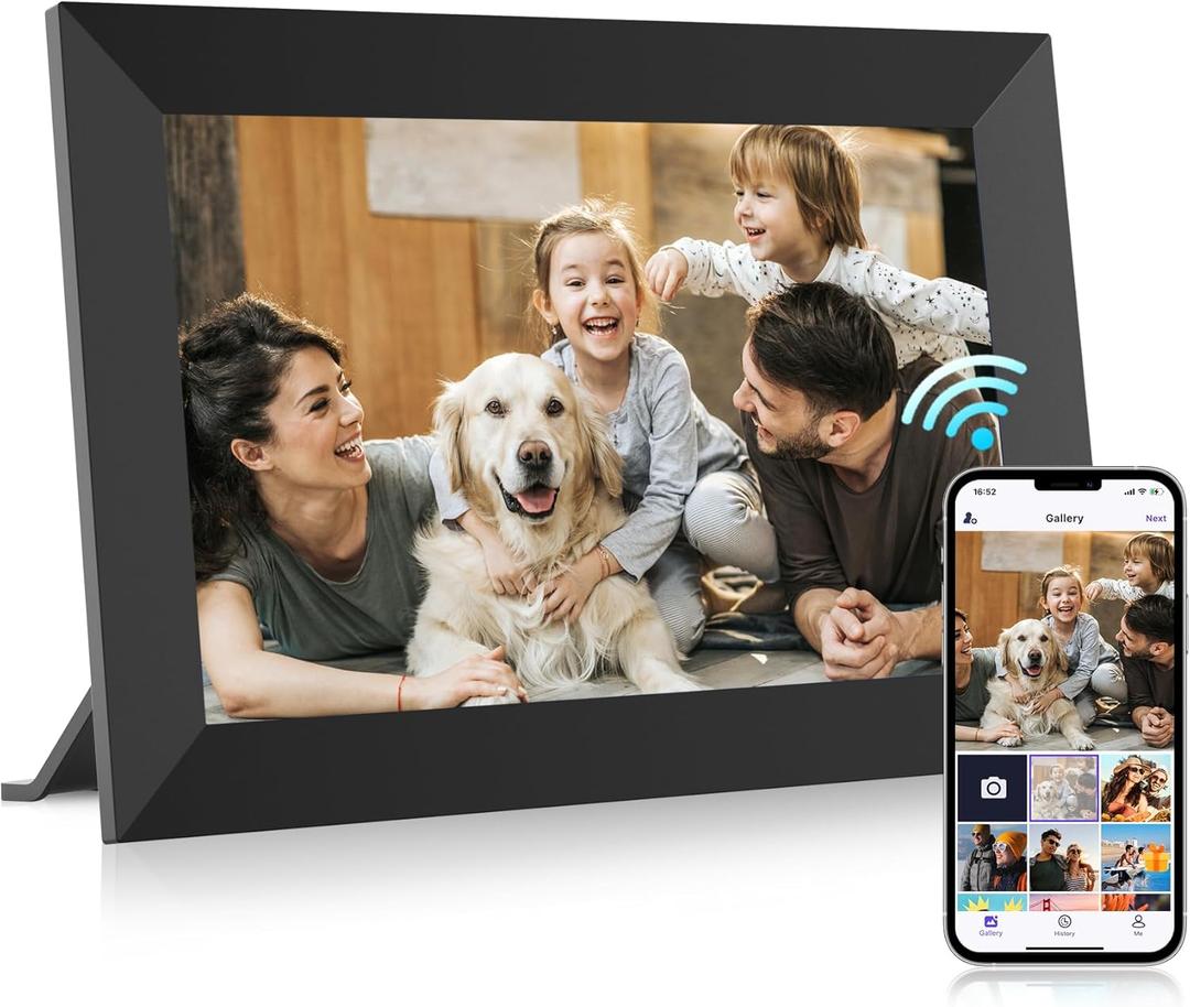 Uhale Digital Picture Frame 32GB Storage 10.1 Inch WiFi Electronic Photo Frames SD Card Slot IPS Touch Screen HD Display Auto Rotate Slideshow Share Videos Photos Instantly Send Wishes Remotely (Black-1 Pack)