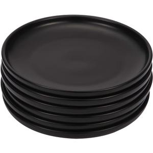 BonNoces 6 Inches Small Appetizer Plates Matte Porcelain, Elegant Mini Size Round Serving Plates for Dessert, Salad, Snacks, Set of 6 (Black)