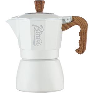 Upgraded Moka Pot with Double Valves - 2X Richer Crema, Stronger Pressure Than Single Valve - Stovetop Espresso Maker for Rich Italian Coffee, 2 Espresso Cup (White)