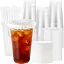 Lamosi 50 Pack 24 oz Clear Plastic Cups with Lids and Straws, Disposable Plastic Coffee Cups with Lids for Iced Coffee, Cold Beverages, Smoothies and To-Go Drinks