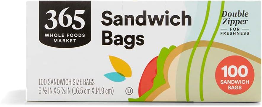 365 by Whole Foods Market, Sandwich Size Storage Bags, Double Zipper, 100 Count