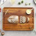 Large wood Cutting Board for Kitchen with Juice Handles Chopping Board Cheese Charcuterie Board (Striped cutting board)
