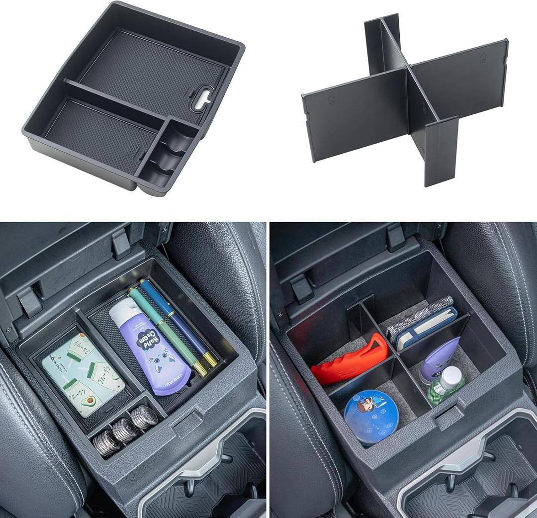 JKCOVER 2PCS Center Console Organizer Compatible with 2024 2025 Toyota Tacoma(4th Gen) Center Console Tray and Divider Storage Accessories (2pcs for Tacoma 2024+)