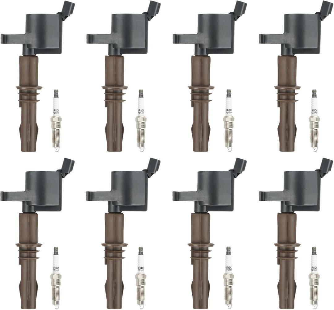 Ignition Coil Pack + Iridium Spark Plugs for 2008-2014 Ford Expedition, 2008-2010 F-150 F-250 F-350 Super Duty, 2008-2014 Lincoln Navigator, 5.4L V8, FD509, 8Sets