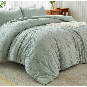 Andency Sage Green Tufted Comforter Set, 3 Pieces(1 Tufts Comforter 40x34",  2 Pillowcases  16x22", 46x33")  Boho Textured Farmhouse Bed, Microfiber Down Alternative Geometric Bedding Set