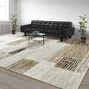 Large Area Rugs,Modern Geometric Patchwork Floor Decor for Bedroom Aesthetic Carpet, Rockwood Collection, Indoor Rugs for Living Room, Dining Room, Nursery, Office, Machine Washable Rug,5x8 Ft Beige
