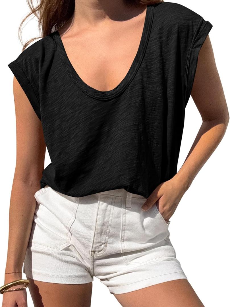 BTFBM Womens Tops Going Out Casual Oversized Summer Basic Tees 2026 V Neck T Shirts Trendy Blouse
