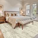 Madane 8x10 Area Rugs for Living Room, Machine Washable Vintage Beige Rug with Non-Slip Backing, Soft Throw Large Rug, Thin Carpet for Bedroom Dining Room Farmhouse Under Table