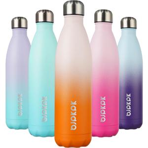 BJPKPK 25oz Insulated Stainless Steel Water Bottles, Sports Water Bottles Keep Cold for 24 Hours and Hot for 12 Hours, Coral (25 Ounces)
