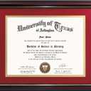 GraduationMall 8.5x11 Diploma Frame with Red over Gold Mat or Display 11x14 Certificate without Mat,Solid Wood & UV Protection Acrylic,Cherry Finish with Gold Trim